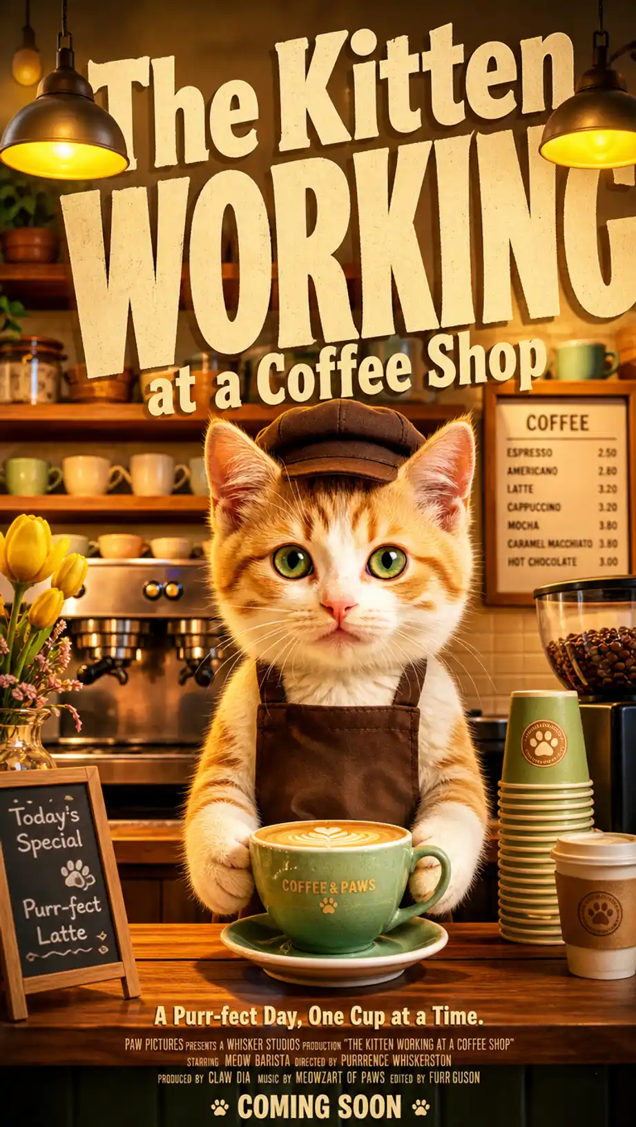The Kitten Working at a Coffee Shop