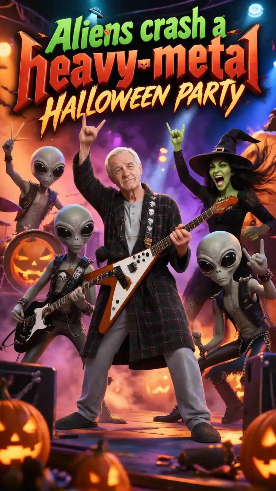 Aliens crash a heavy-metal Halloween party
